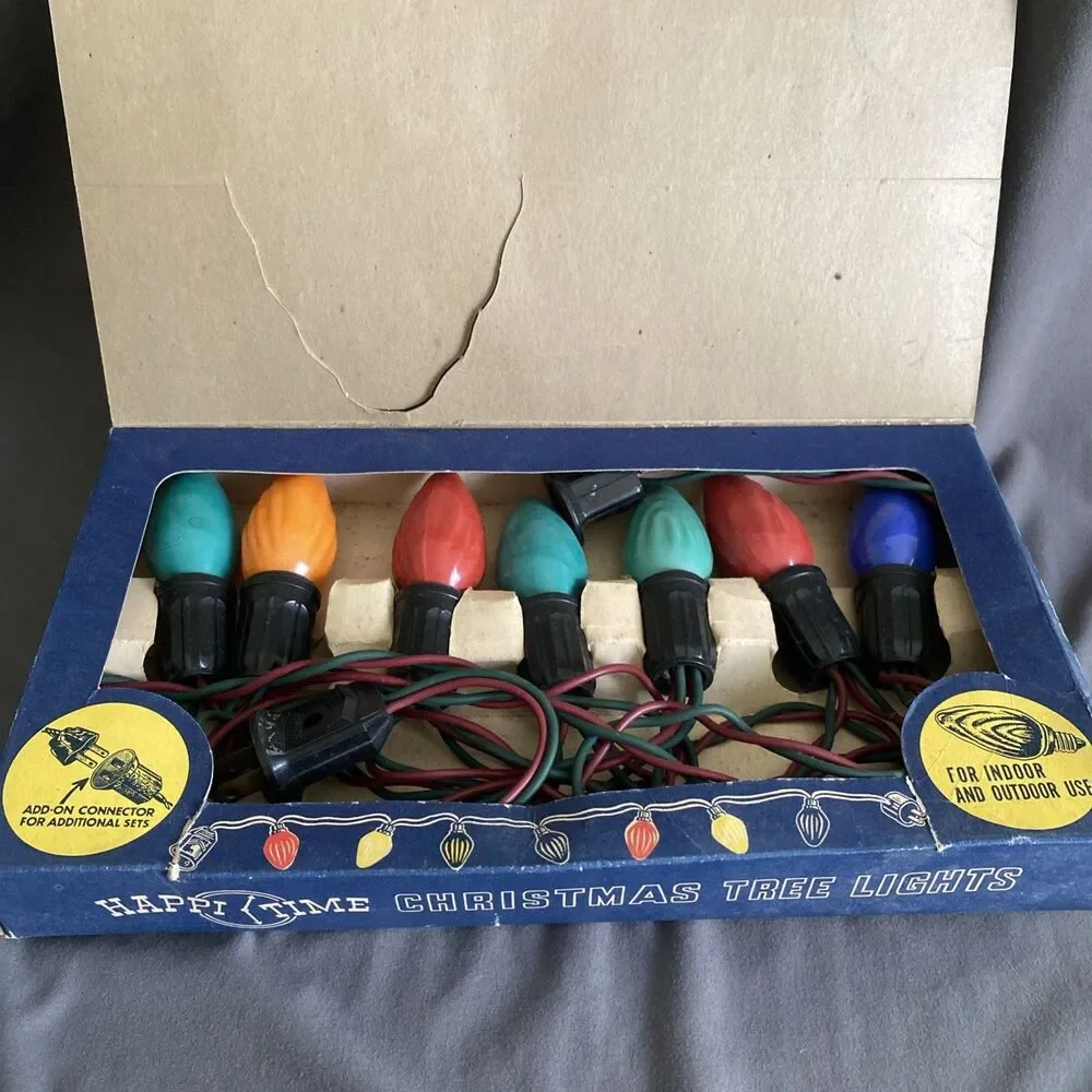 Vintage 2 Wire Christmas Tree Light Strand C-9 Sears-Roebuck Original Box